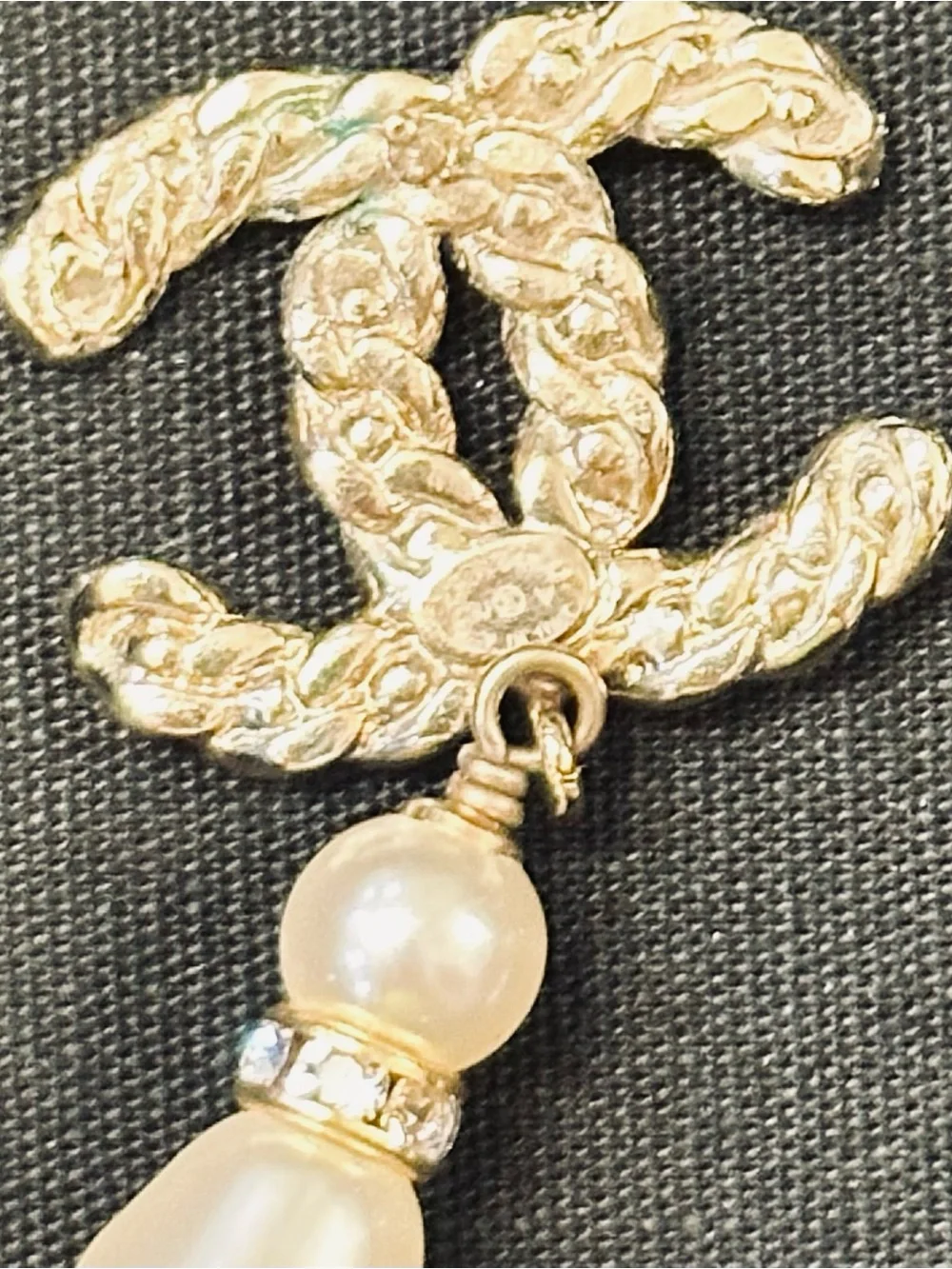 CHANEL Gold-Tone Pearl Drop Asymmetric CC Logo Earrings